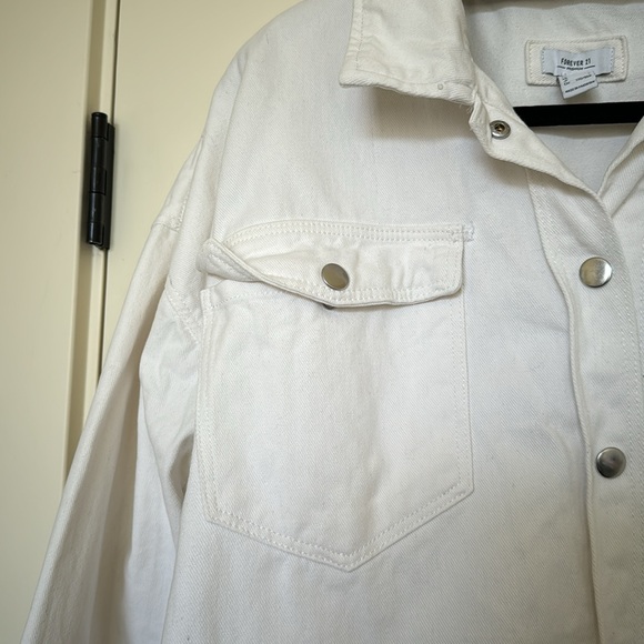 Oversized Forever 21 White Jean Jacket - Picture 3 of 10